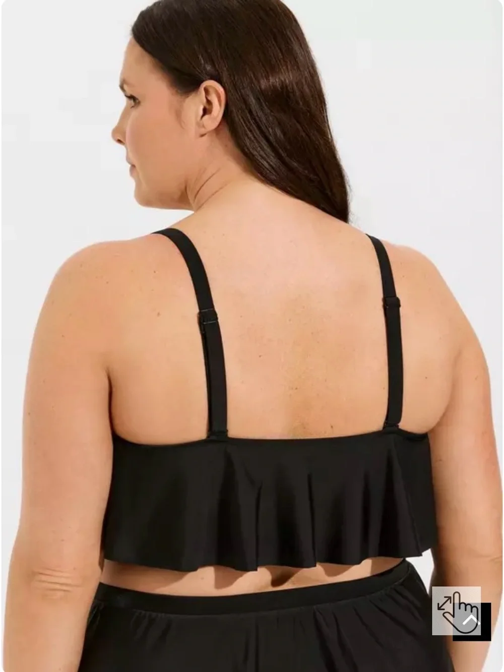 torrid Black Flounce Swim Crop Top
